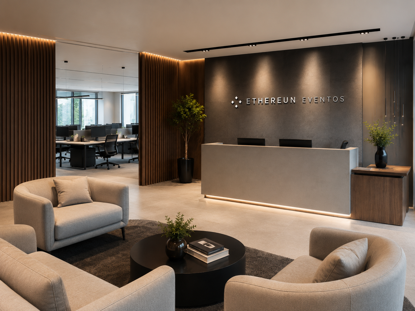 Lounge da recepção com poltronas